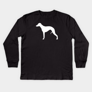 White Whippet Silhouette Kids Long Sleeve T-Shirt